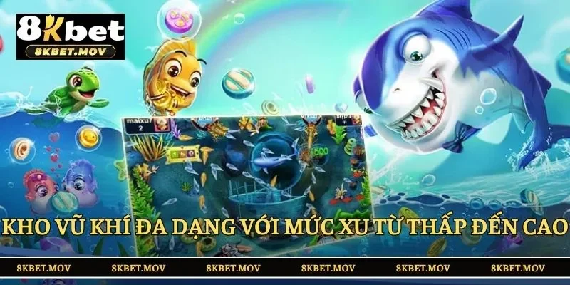 Kho vũ khí đa dạng với từng mức xu từ thấp đến cao 