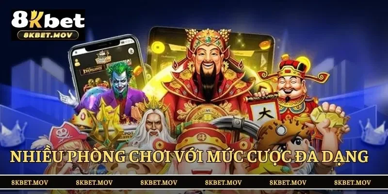 Nhiều phòng chơi với mức cược đa dạng trong nổ hũ Thần Tài 