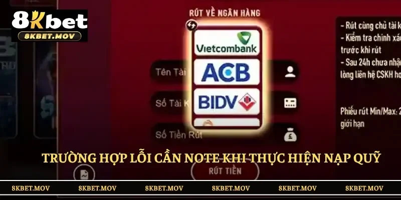 Tổng hợp trường lỗi khi thực hiện lệnh rút quỹ trên hệ thống